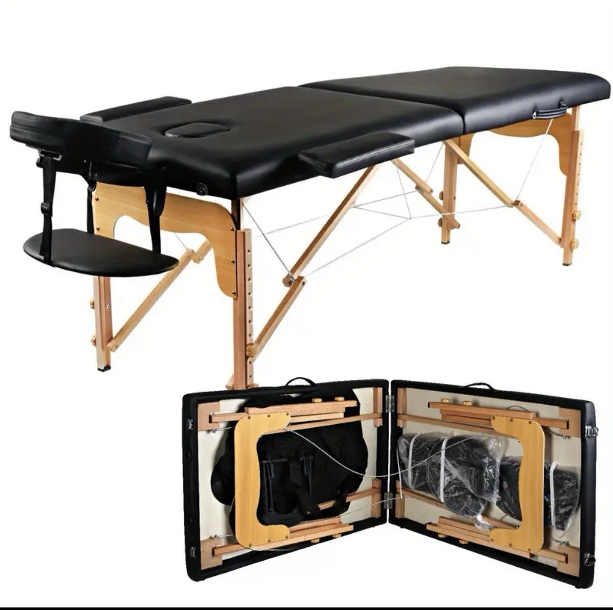 Portable Massage Table Bed Spa Beauty Therapy Couch with Carry Case Black