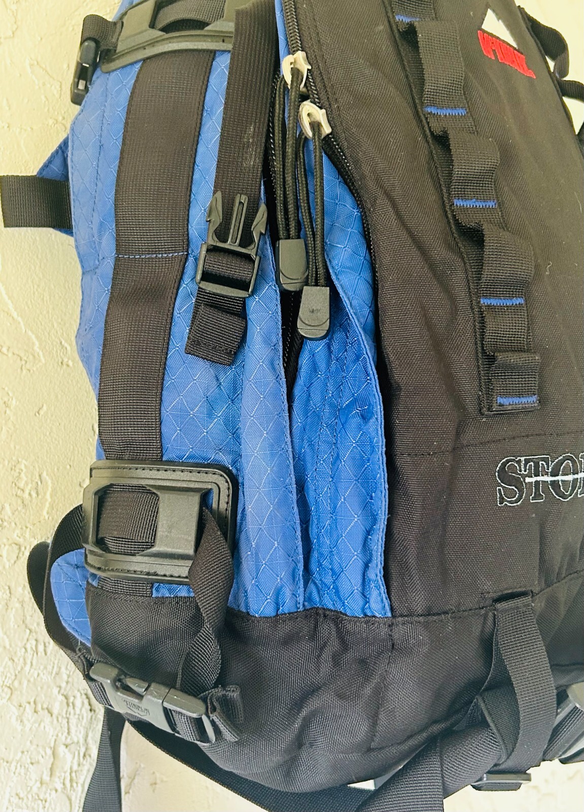 McKinley Hiking Camping Storm Control Backpack (Blue, Red and White)