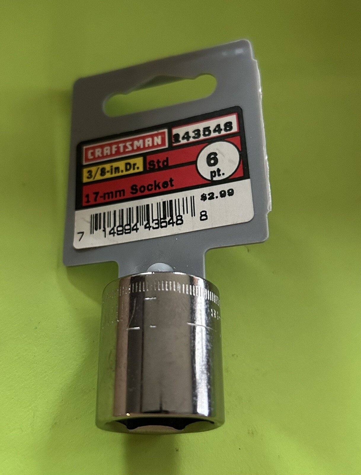 NEW  Craftsman 17MM    6 Point      3/8" Drive Shallow Socket  43548 NEW  USA
