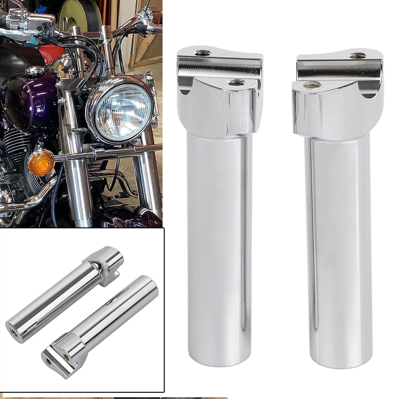 6.5" Tall Handlebar Risers For Harley 1" Bar Dyna Wide Glide Sportster 883/1200