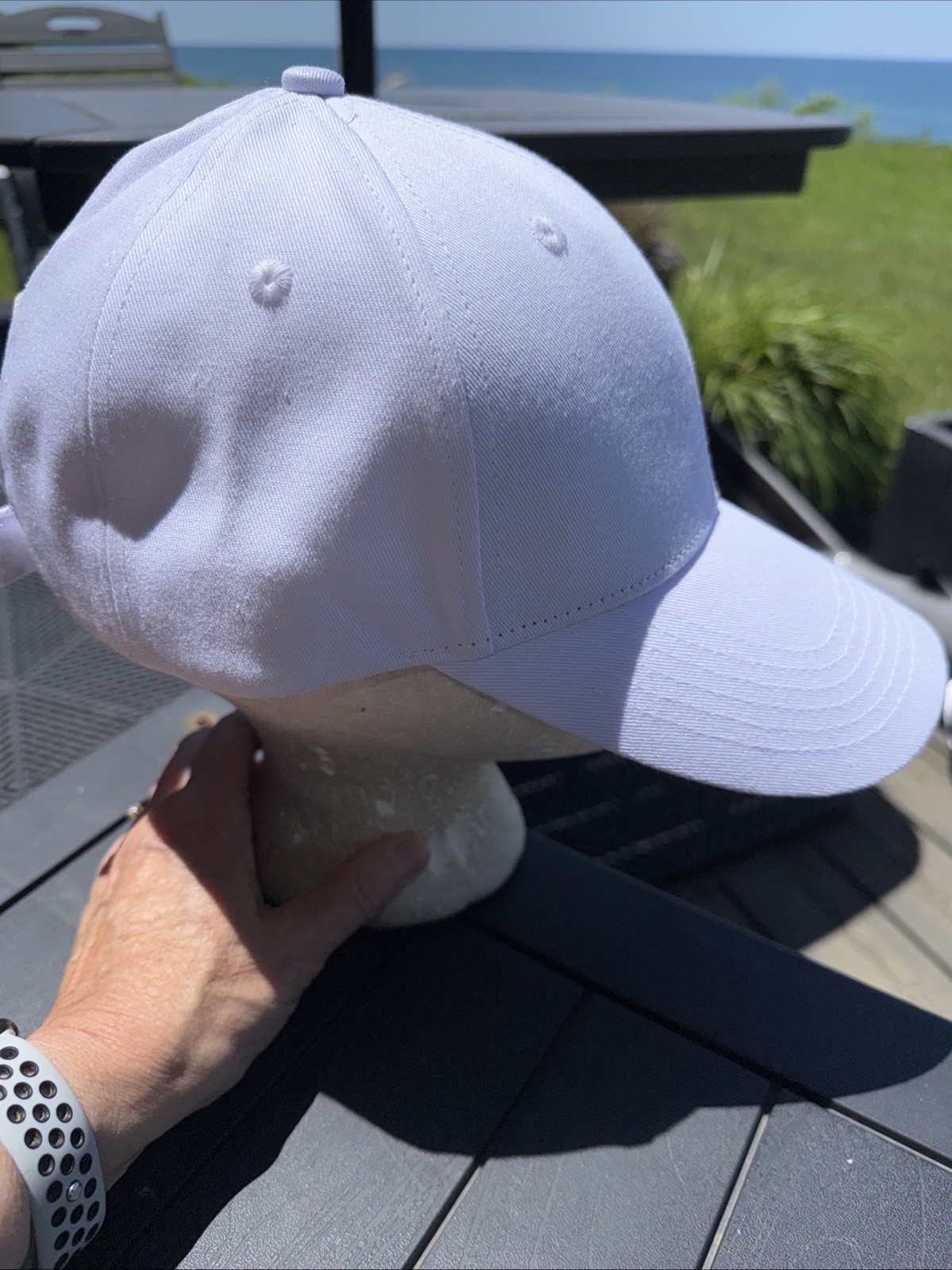 Swurly Co Black Logo on Silk Lined Baseball Hat Cap White Pony Tail Opening EUC