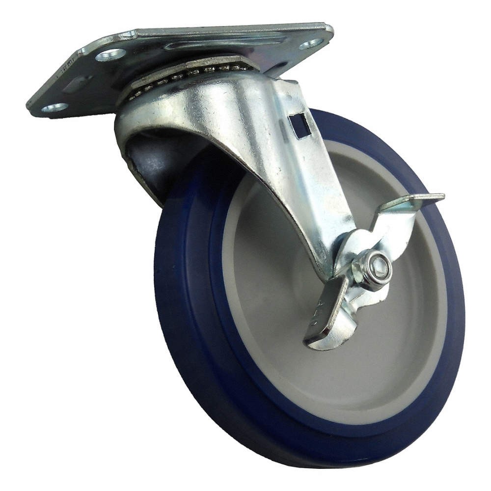 GRAINGER APPROVED 1UHN8 Plate Caster,Swivel,Polyurethane,5 3/4"H 1UHN8