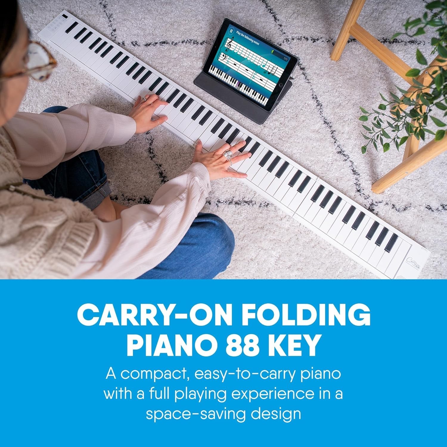 Portable 88-Key MIDI Controller with Rechargeable Battery