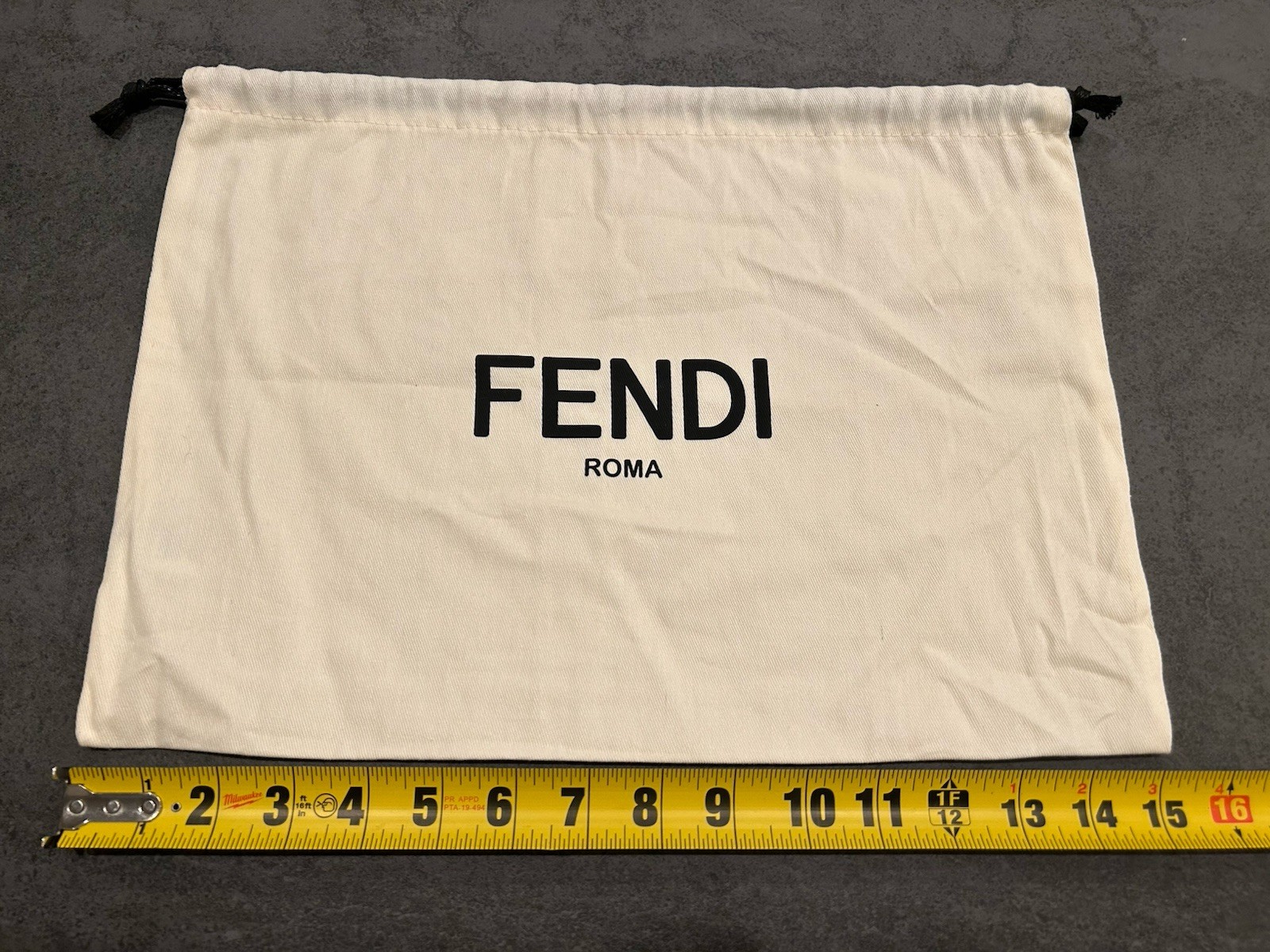 FENDI Roma Beige Dust Bag Drawstring 15 X 11 Inch Handbag Storage Bag Authentic