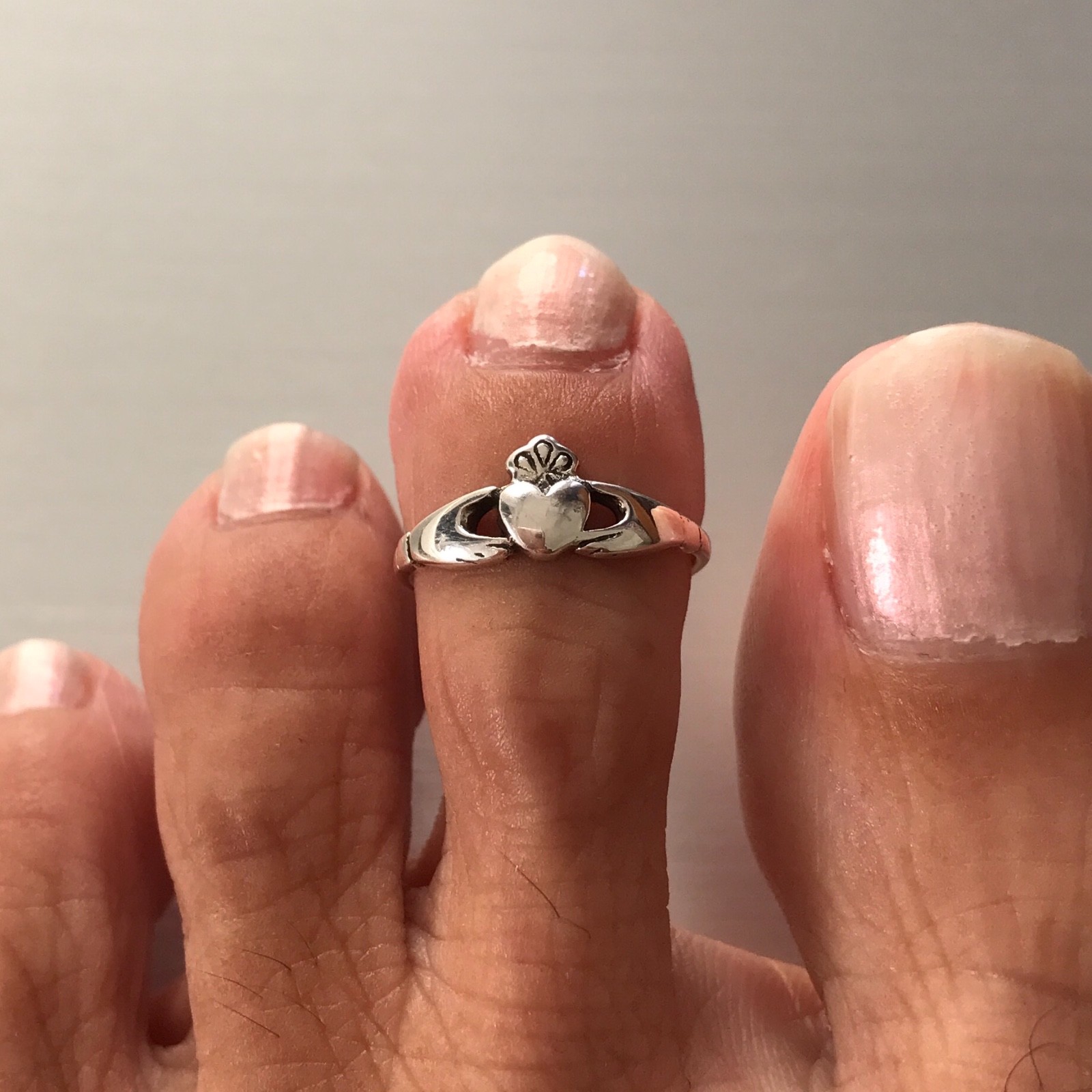 Sterling Silver Irish Claddagh Toe Ring, Silver Rings, Heart Hands, Friendship