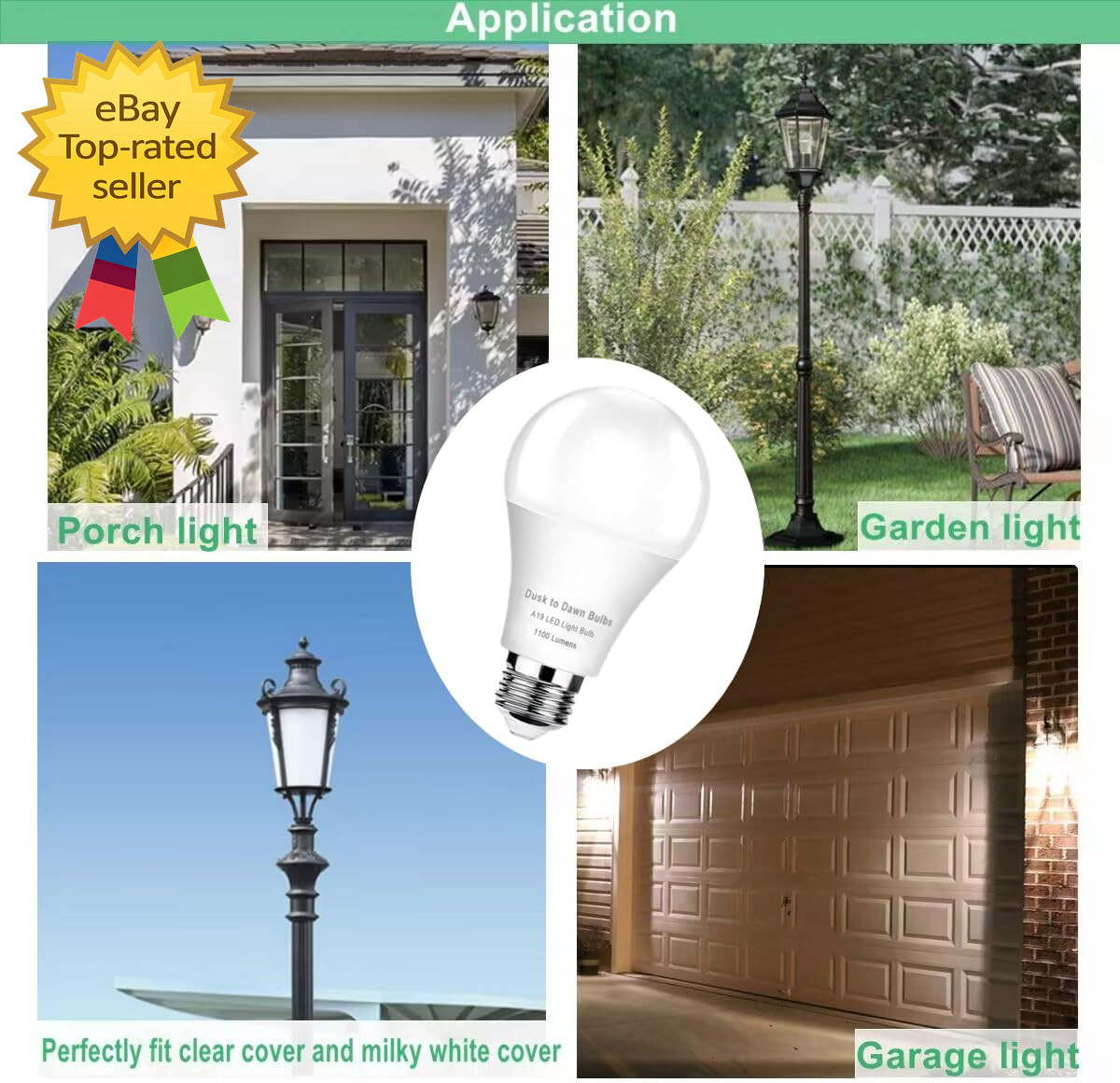 4-Pack Dusk to Dawn Light Bulbs Outdoor 75 Watt Equivalent Automatic On Off Sens