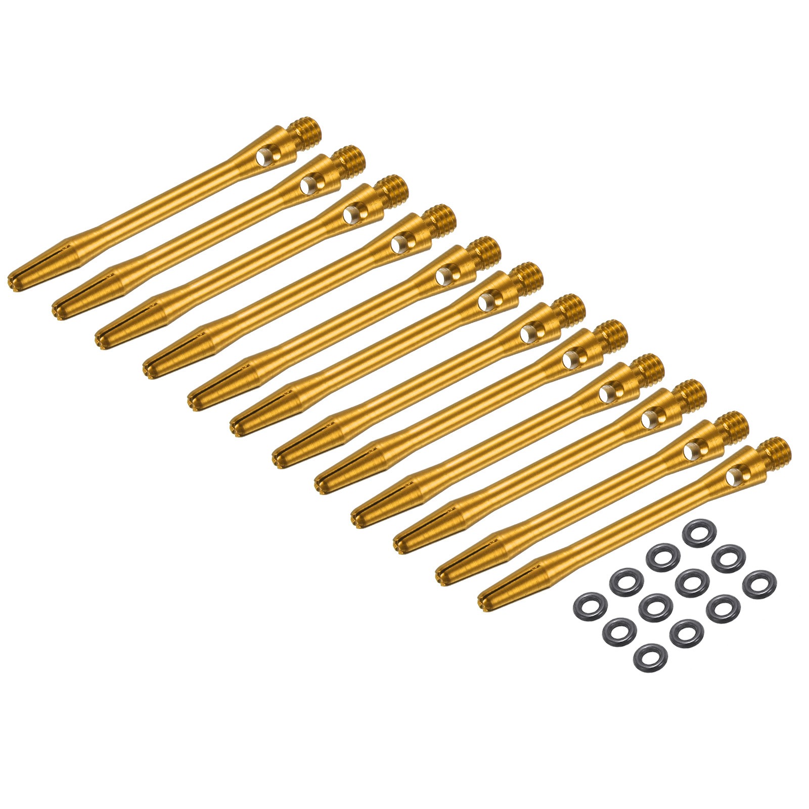 12Pcs 2BA Aluminum Dart Shafts for Steel Tip with Rubber Rings, 45mm Gold