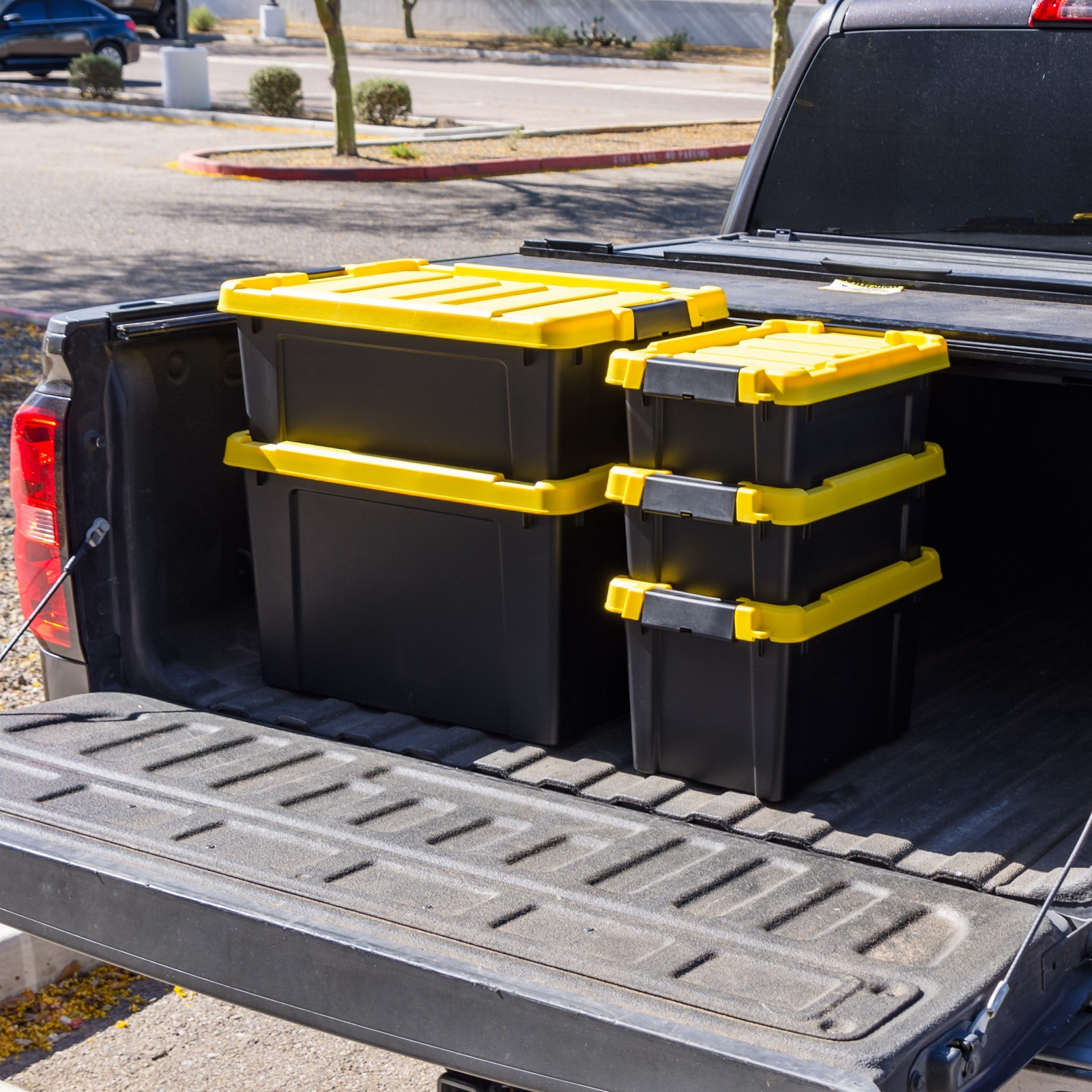 IRIS 19 Gallon Latching Storage Bin Container with Lid Black 2-Pack
