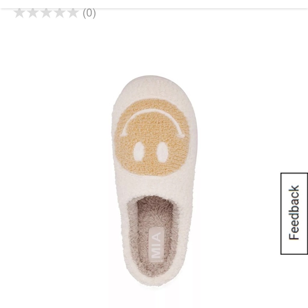 MIA Cream and Gold Smiley Face Slippers