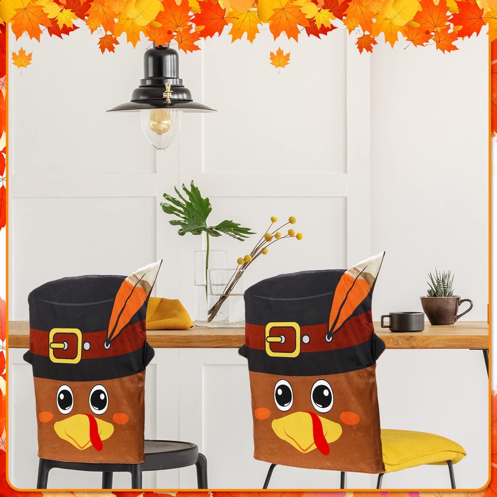 Thanksgiving Turkey Dining Chair Covers Fall Autumn Back Multi Color