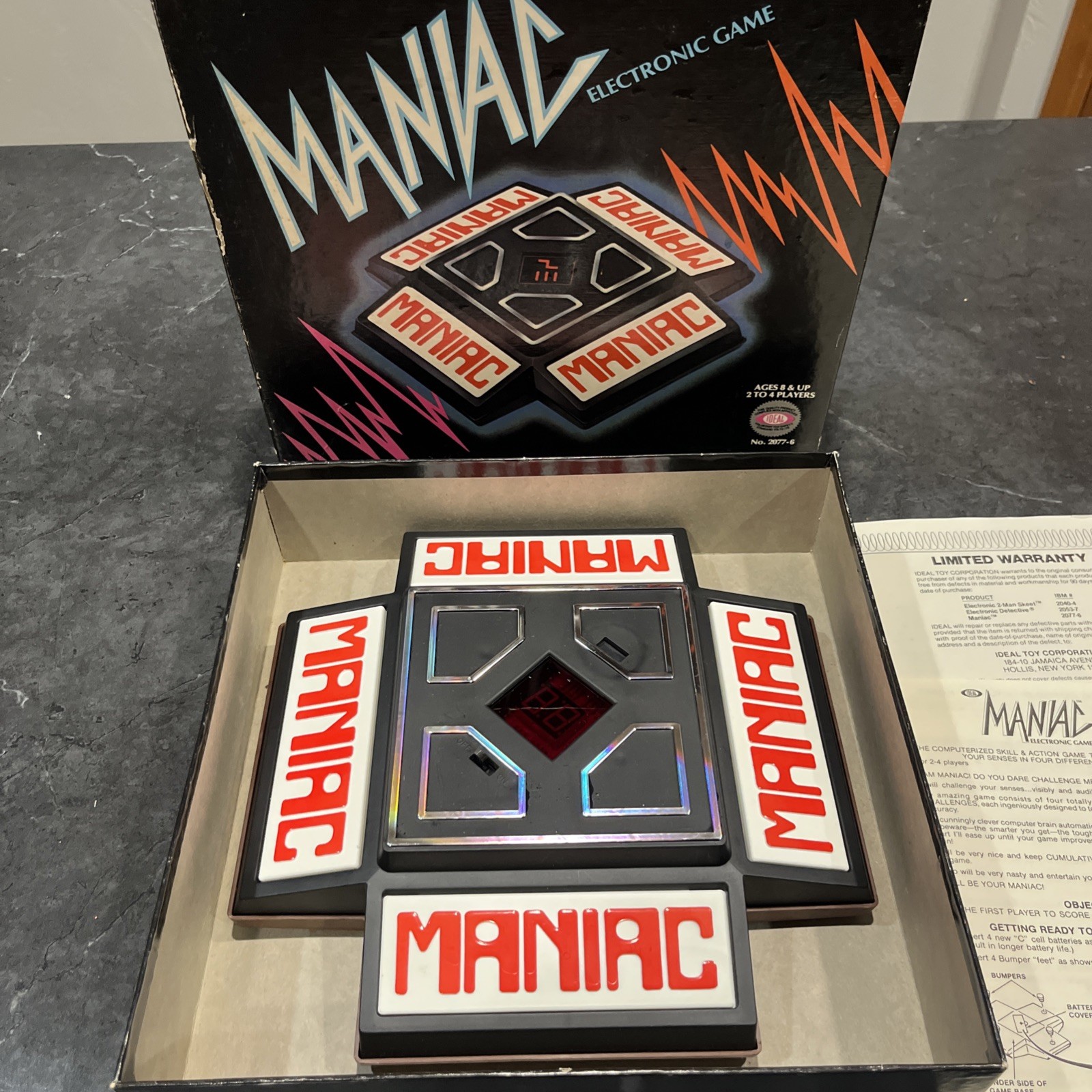 MANIAC Electronic Game by Ideal Toy Corp 1979, No 2077-6, COMPLETE & WORKS
