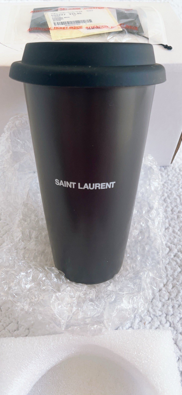 Authentic New Saint Laurent Paris Ceramic Coffee Mug Black