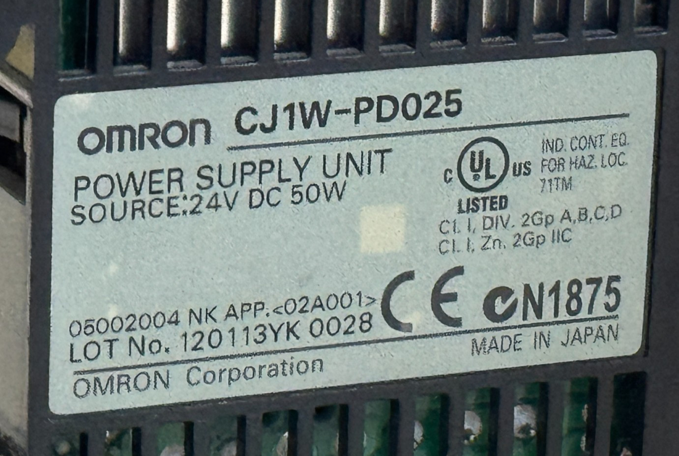 REFURBISHED Omron CJ1W-PD025 Power Supply Unit