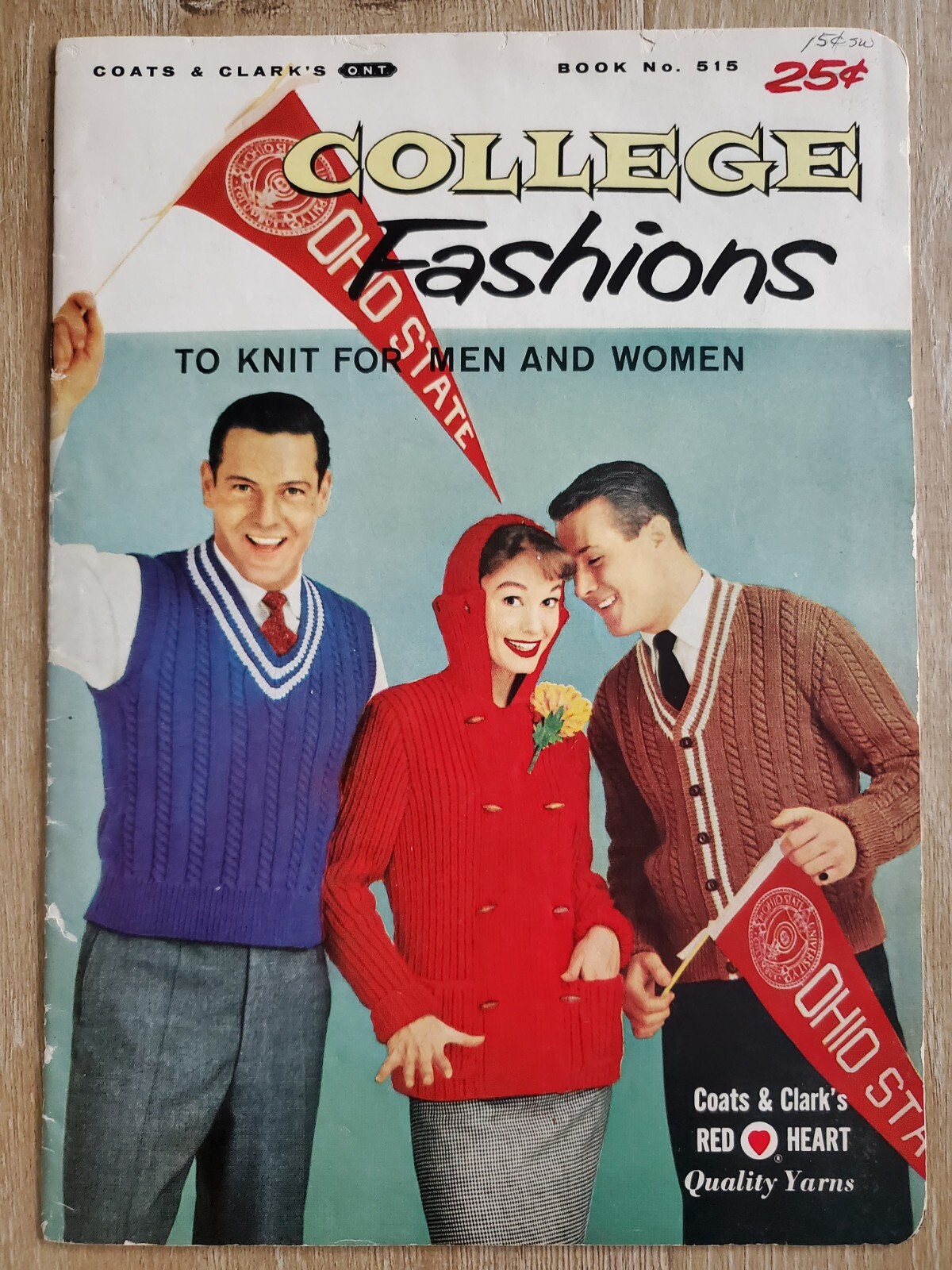 COATS & CLARK'S College Fashions 1957 Threads Catalog 515 First Ed Knit Yarns