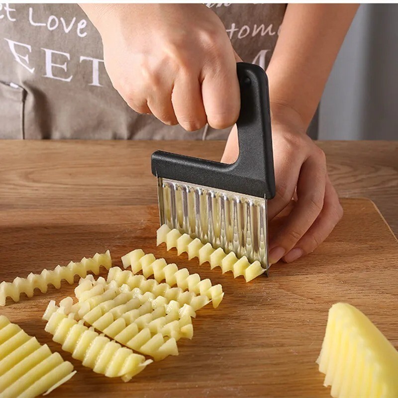 Crinkle Wavy Cutter Stainless Steel Vegetable Potato Chip French Fry Slicer Tool