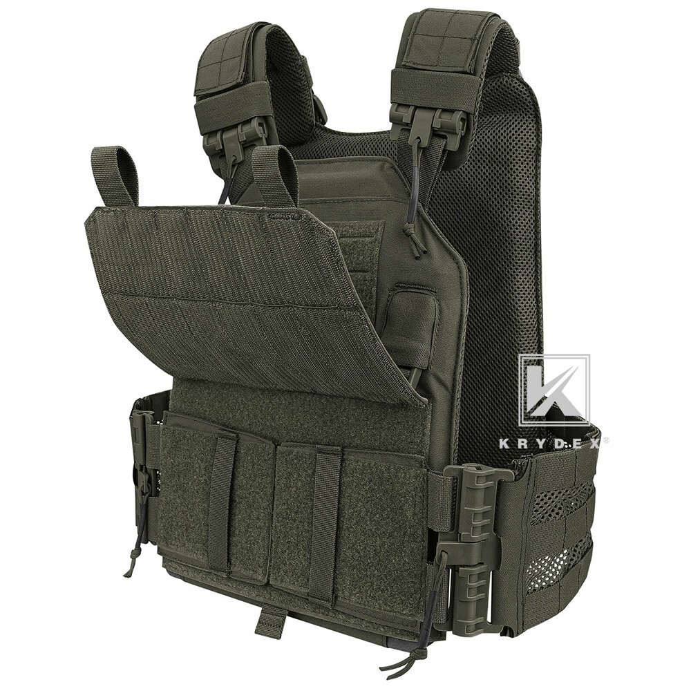 KRYDEX Tactical Plate Carrier Quick Release MOLLE Panel with Clip Ranger Green