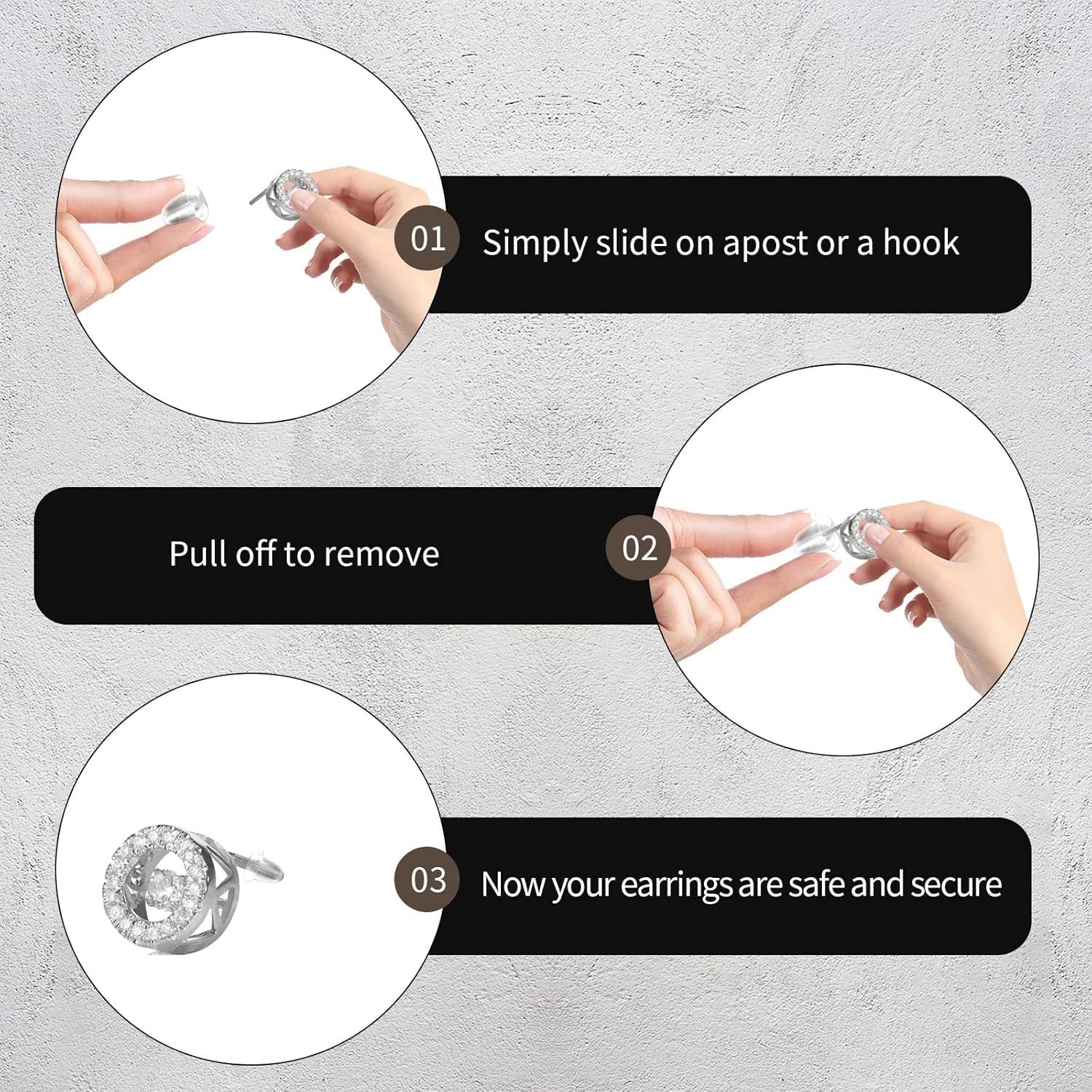 6 Styles Silicone Earring Backs for Studs, 600 Pcs Clear Soft Earring Backings H