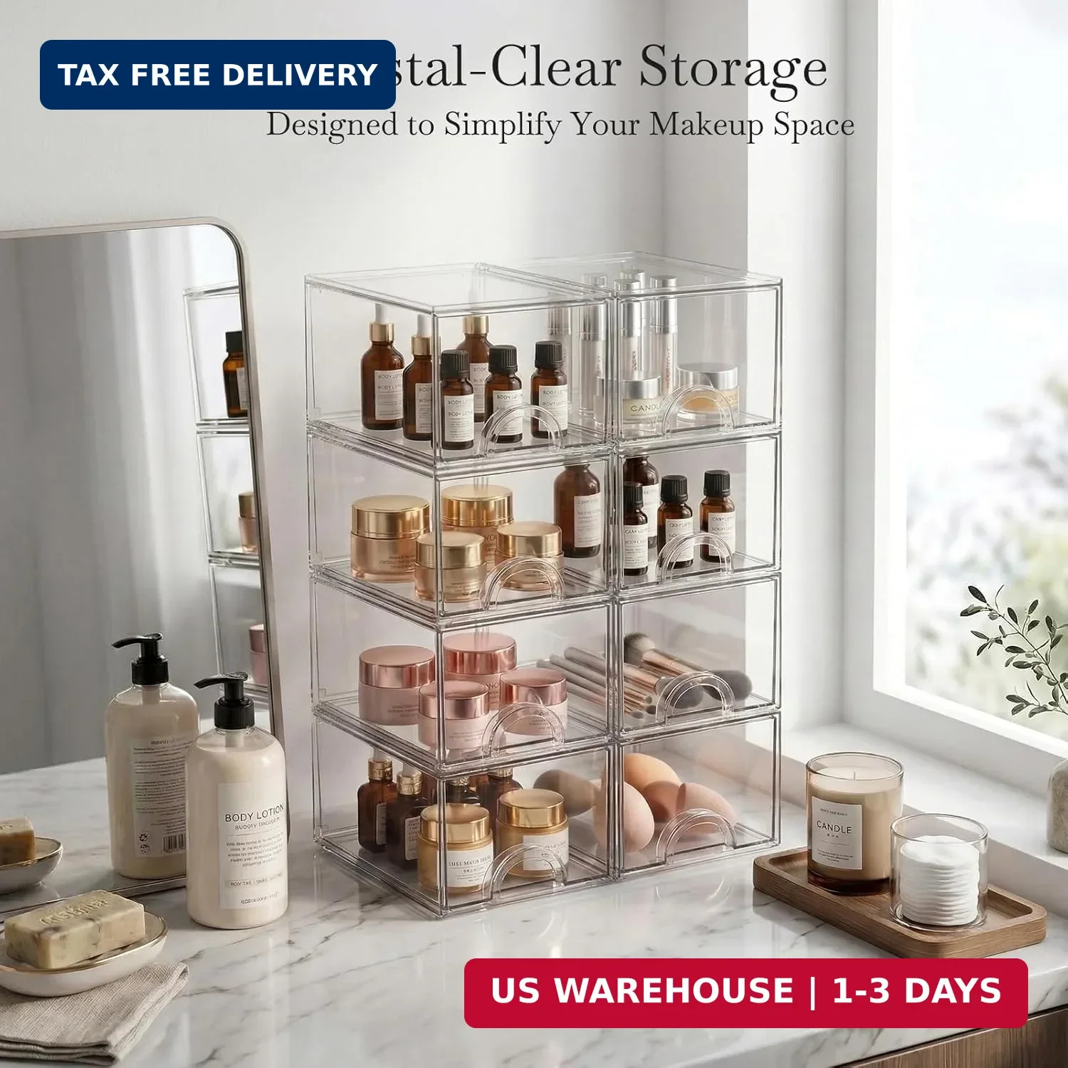 8 Pack Small Clear Stackable Acrylic Storage Boxes for Art Tool & Sketch, Storag