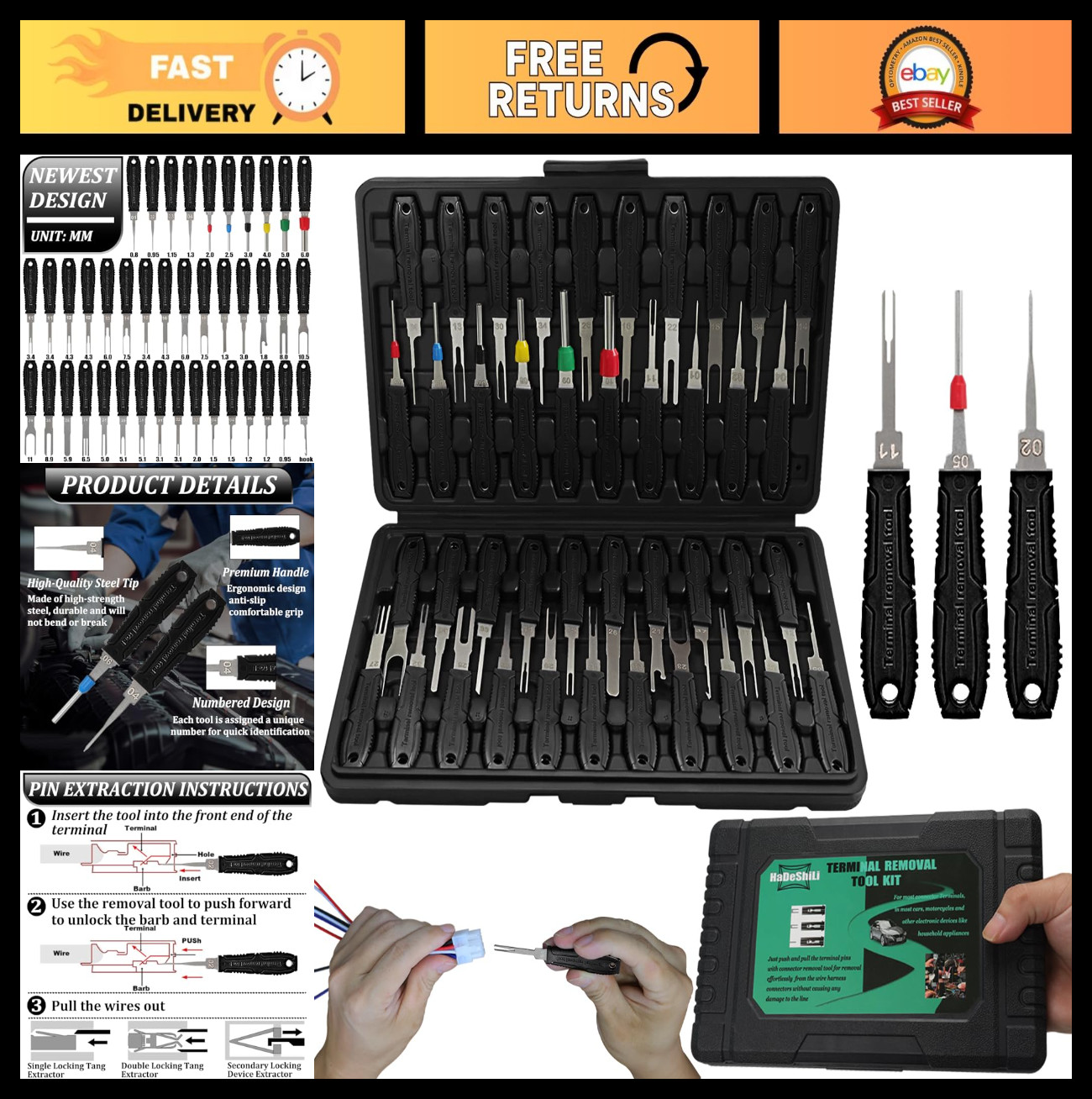 41pcs Terminal Removal Tool Kit - Automotive Electrical Pin Depinning Tools Set