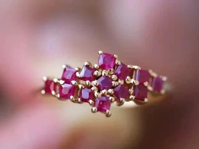 2.00Ct Princess Cut Lab-Created Ruby Engagement Ring In 14k Yellow Gold Plated2.