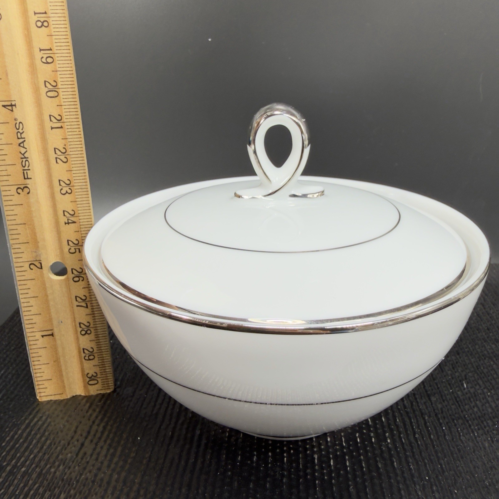 Mikasa Citation Sugar And Creamer Set Porcelain Fine China Silver Trim Japan VTG