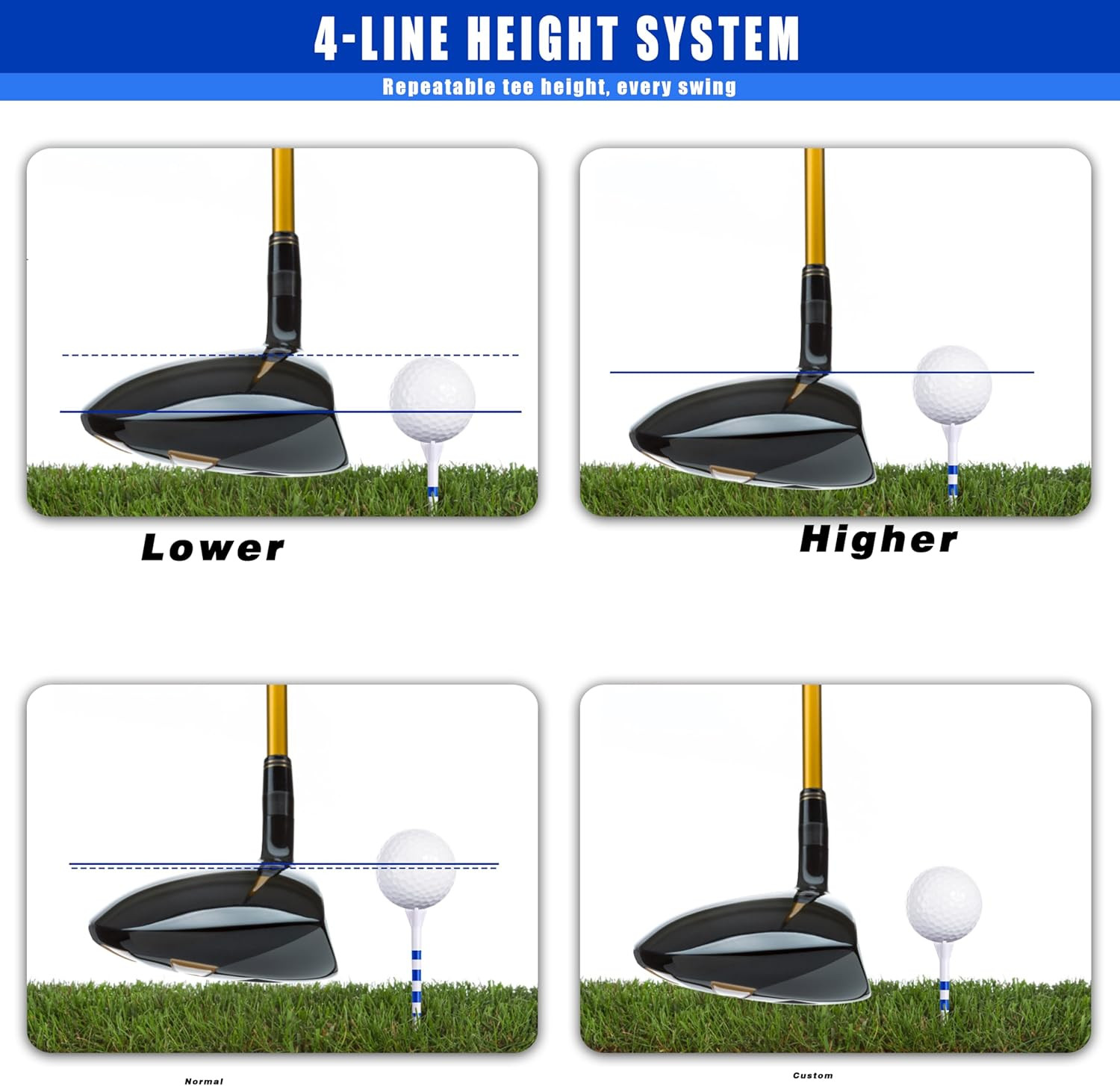 170 Pack Pro Performance Golf Tees – 4-Prong Head Reduces Side Spin | 5 Sizes Mi