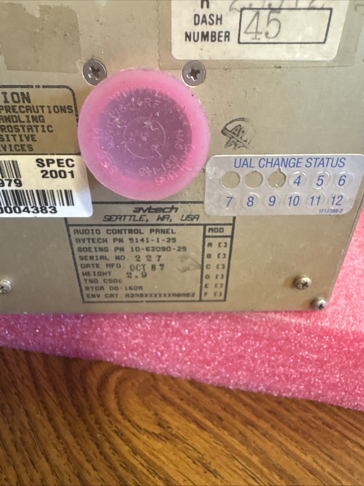Avtech Audio Control Panel 5141-1-25 *AS REMOVED* bin29