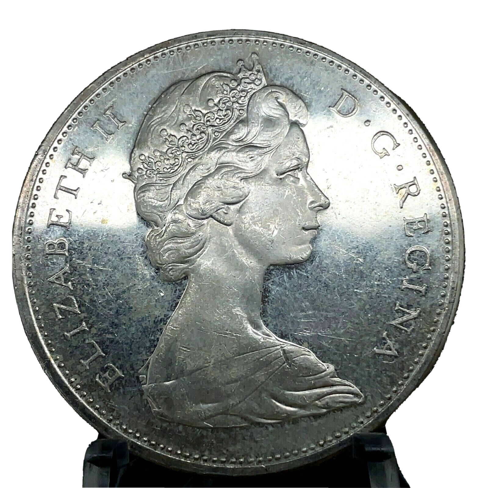 1965 PL Unc. $1 Canada Dollar .800 Silver Type 2 Small Beads Blunt 5.
