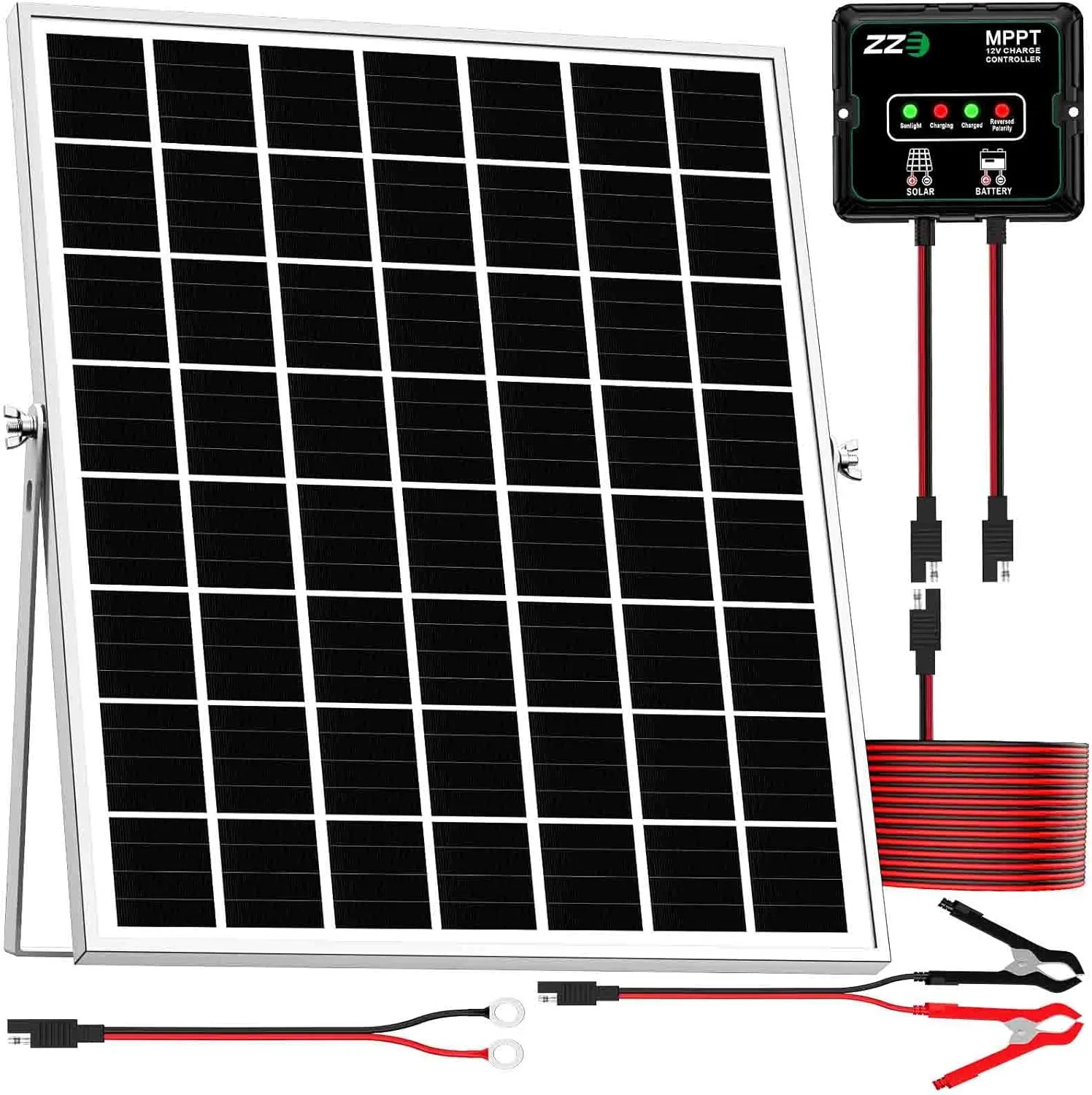 20W 12V Solar Battery Charger Maintainer with MPPT Controller for RV Marine Car