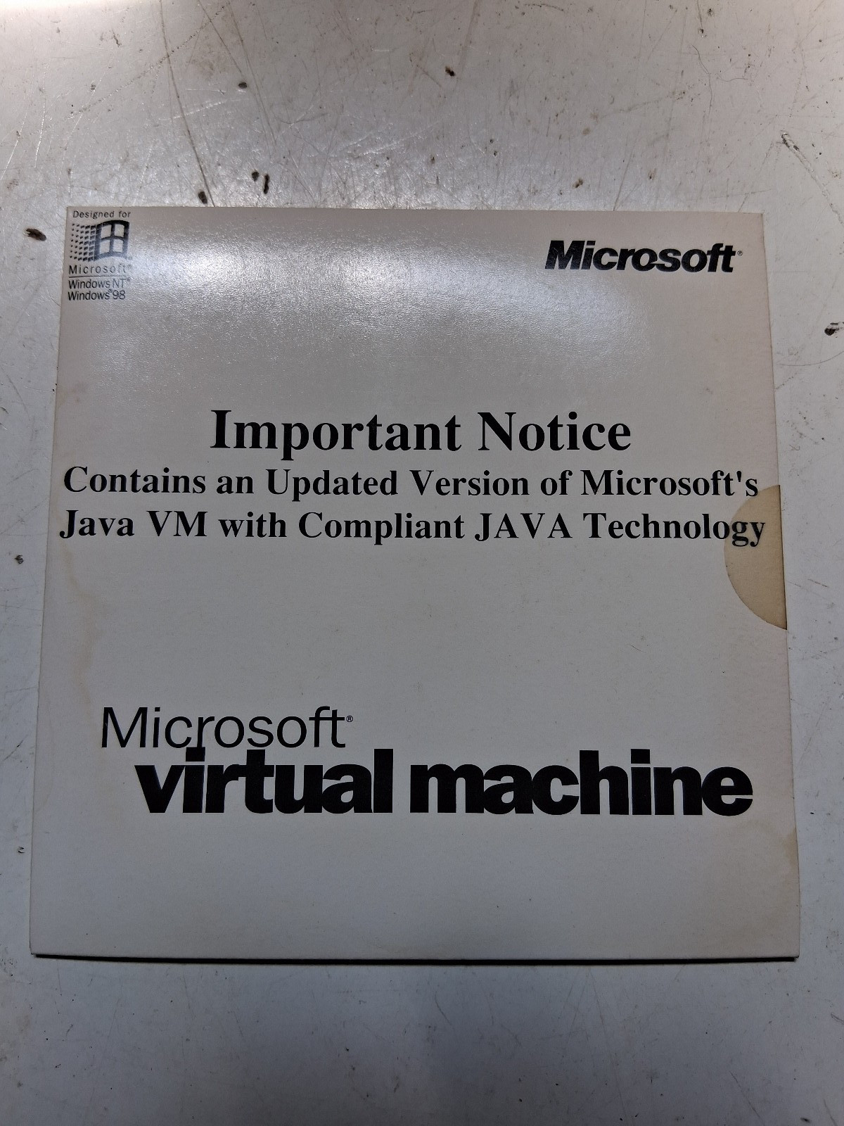 Microsoft Virtual Machine (Java VM Windows 98/NT) brand new, factory sealed, oem