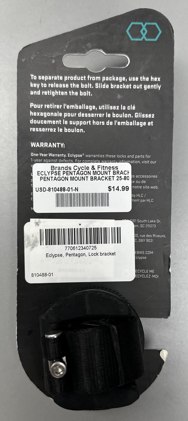 Eclypse, Pentagon, U-Lock Bracket, Black