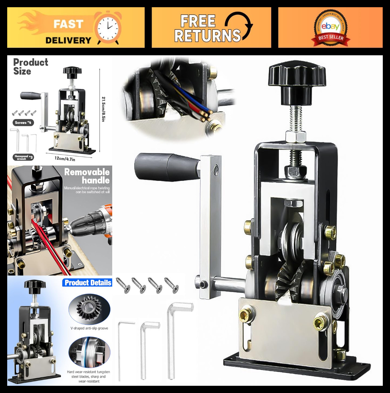 Automatic Copper Wire Stripper Machine - Drill Powered, Efficient Cable Strippin
