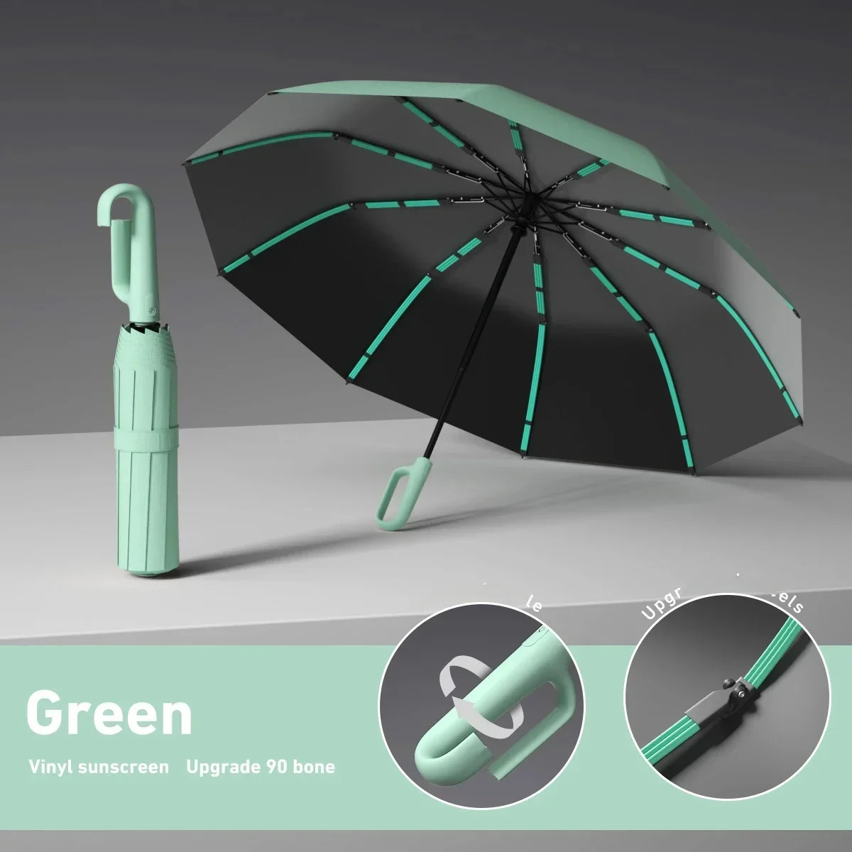 Automatic Umbrella for Men Women Fully Opened Ring Buckle Design 20 Ribs Extra L