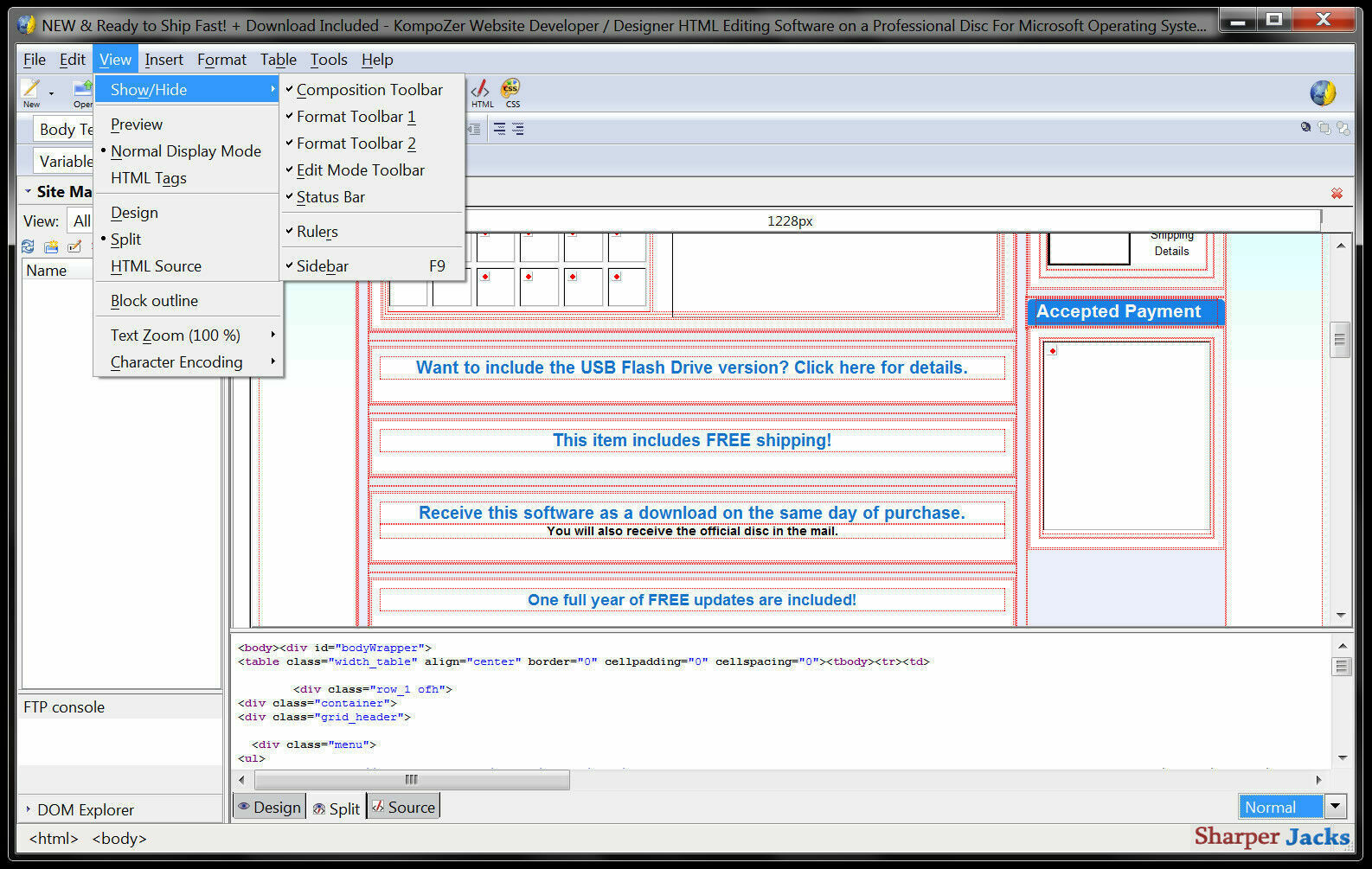NEW & Fast Ship! KompoZer Website Developer / Designer HTML Editing Software Mac