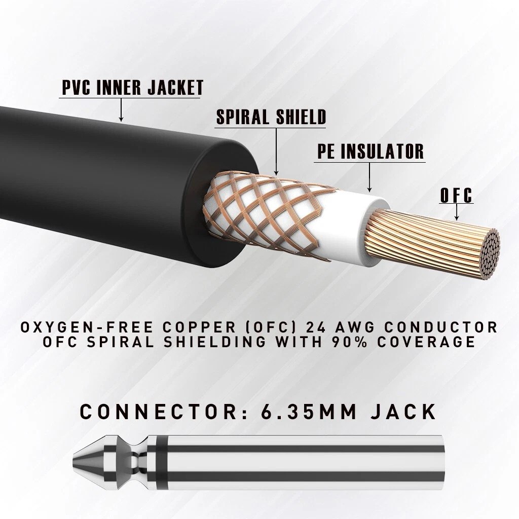 2 PCS 10FT Electric Patch Cord Guitar Amplifier Amp Cable Right Angle 90 Degree