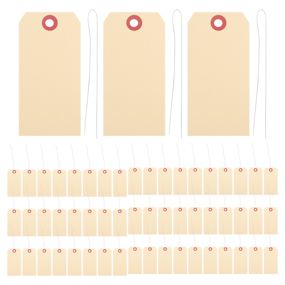 100 Pcs Shipping Tags Packaging Wired Label Holder with Eyelets Cable
