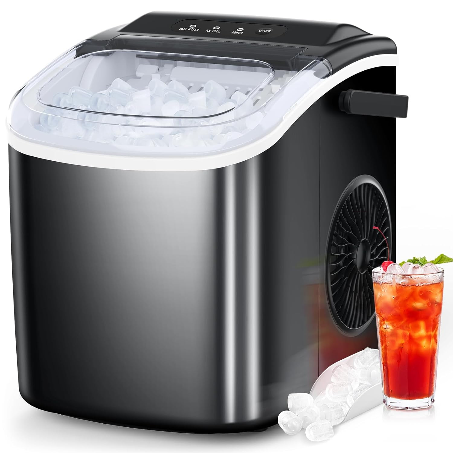 Ice Maker Countertop, Portable Ice Machine with Self-Cleaning, 26.5Lbs/24Hrs, 9