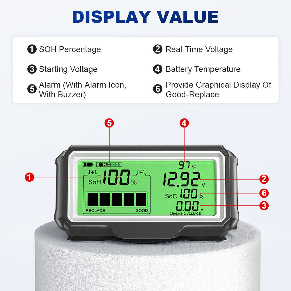 ANCEL BM200 PRO LED Battery Tester Battery Health SOH SOC Tester Analyzer 12V