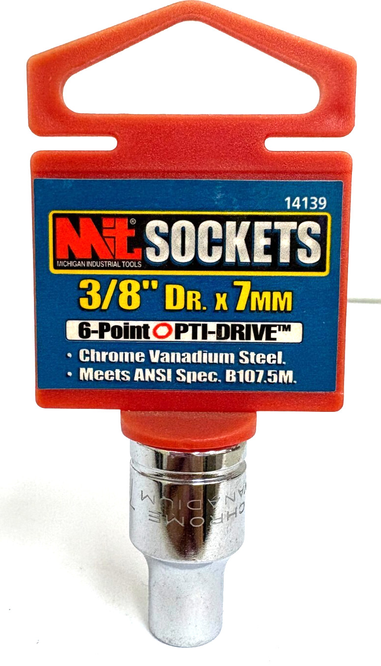 7MM X 3/8" DRIVE 6 POINT SOCKET STANDARD SHALLOW CHROME VANADIUM STEEL MIT 14139