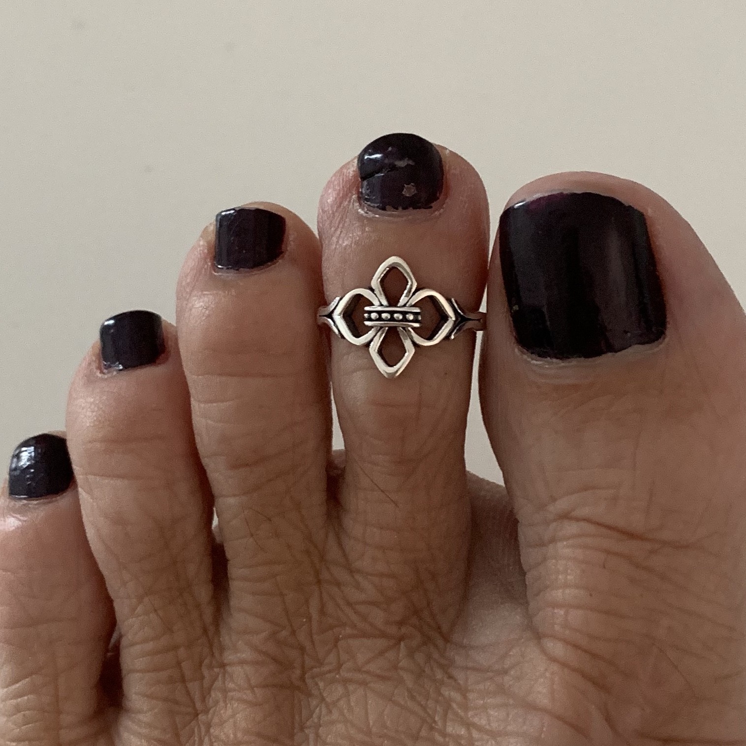 Sterling Silver Fleur De Lis Toe Ring, Saints Jewelry, Flower Rings, France