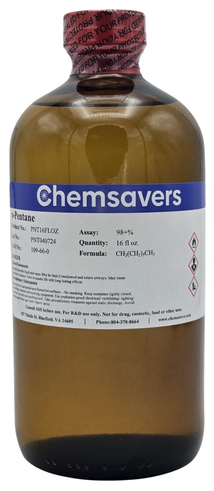 n-Pentane, 98+%, 16 fl oz.