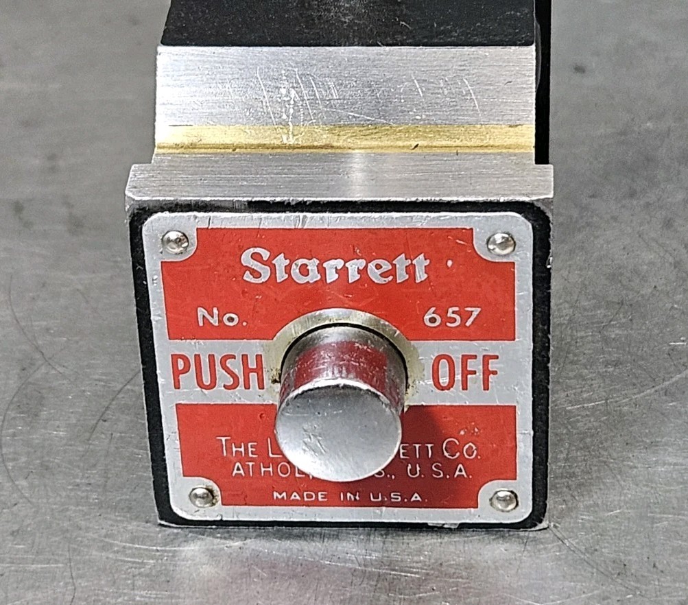 Starrett No. 657AA magnetic base + 1" dial indicator - micrometer - caliper