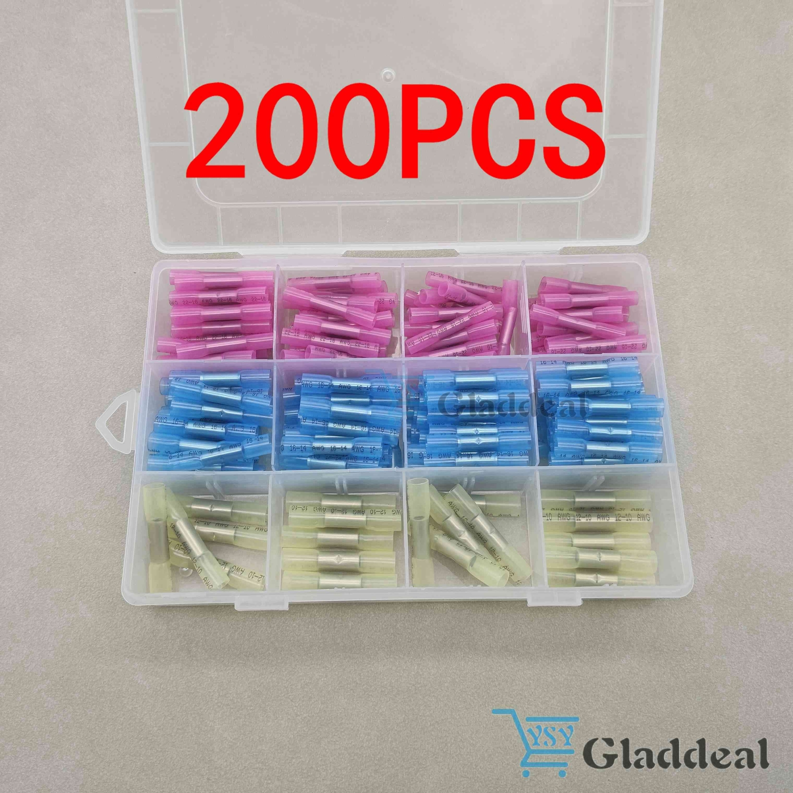 200PCS Heat Shrink Butt Wire Splice Connectors Terminals Seal Crimp US