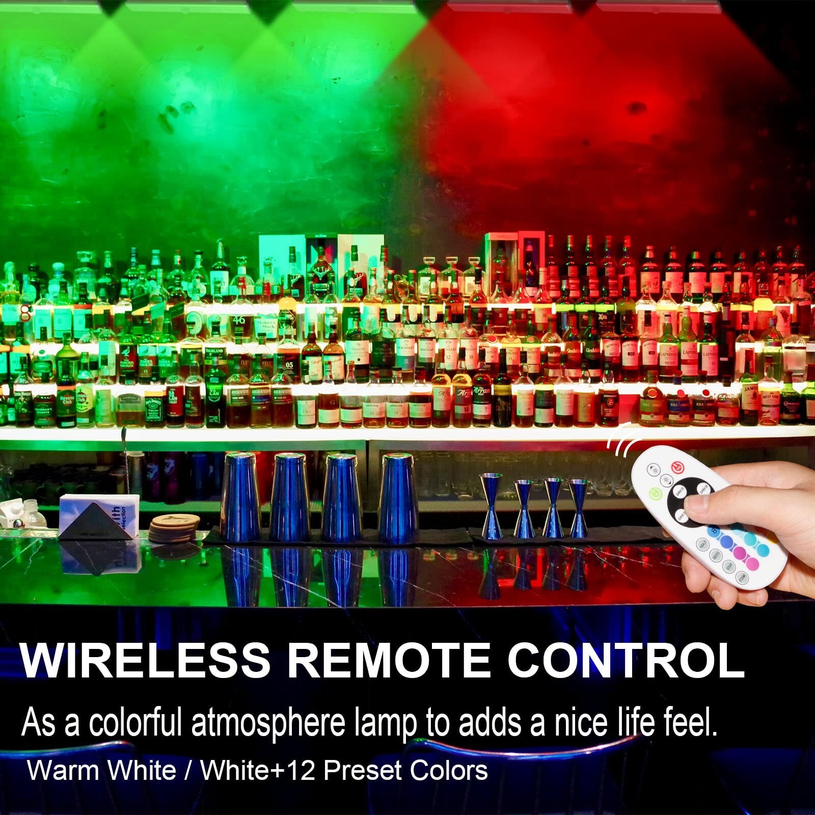 Remote Control RGB Lights Under Cabinet Lighting Rechargeable, 48-LED Wireles...