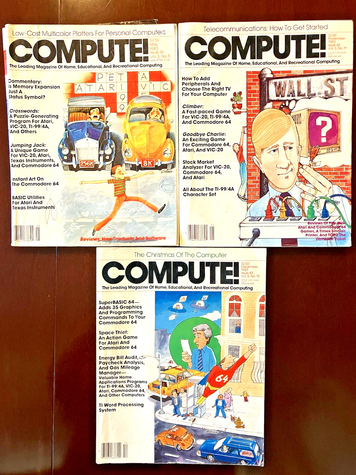 Three(3) "COMPUTE!" Magazines from the Early Days of Home Computers