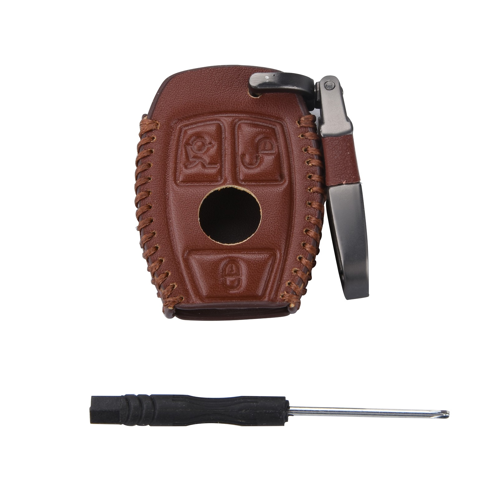 For Mercedes Benz E Car Remote 3-Button Key Case Holder Cover Chain Protector.