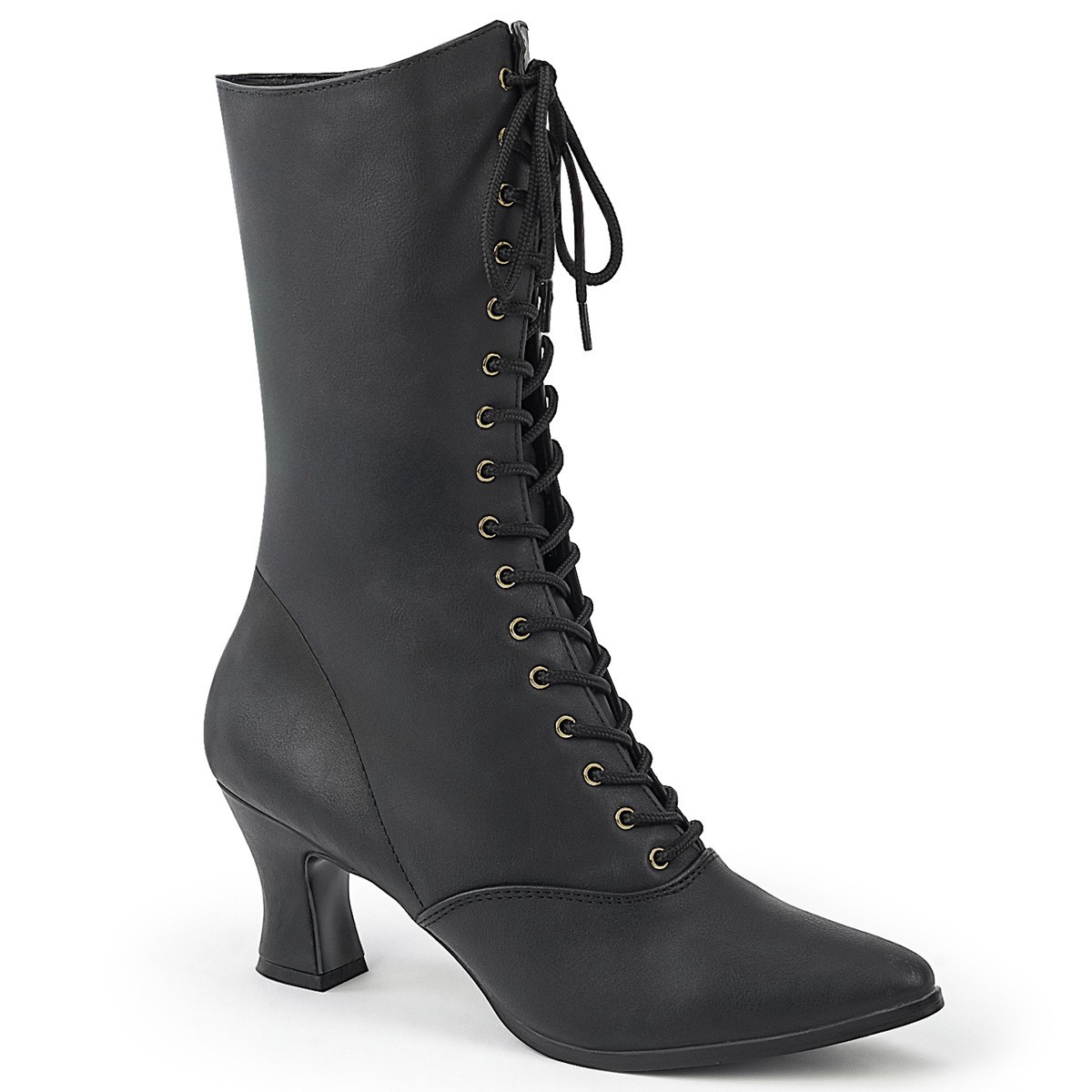 Black Victorian Goth Vintage 1920s 30s Lace Up Pointed Toe Period Boots