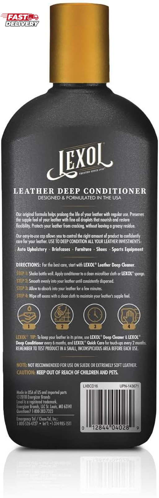 Lexol All Leather Conditioner for Car Seats and Interiors, Couches and Furniture