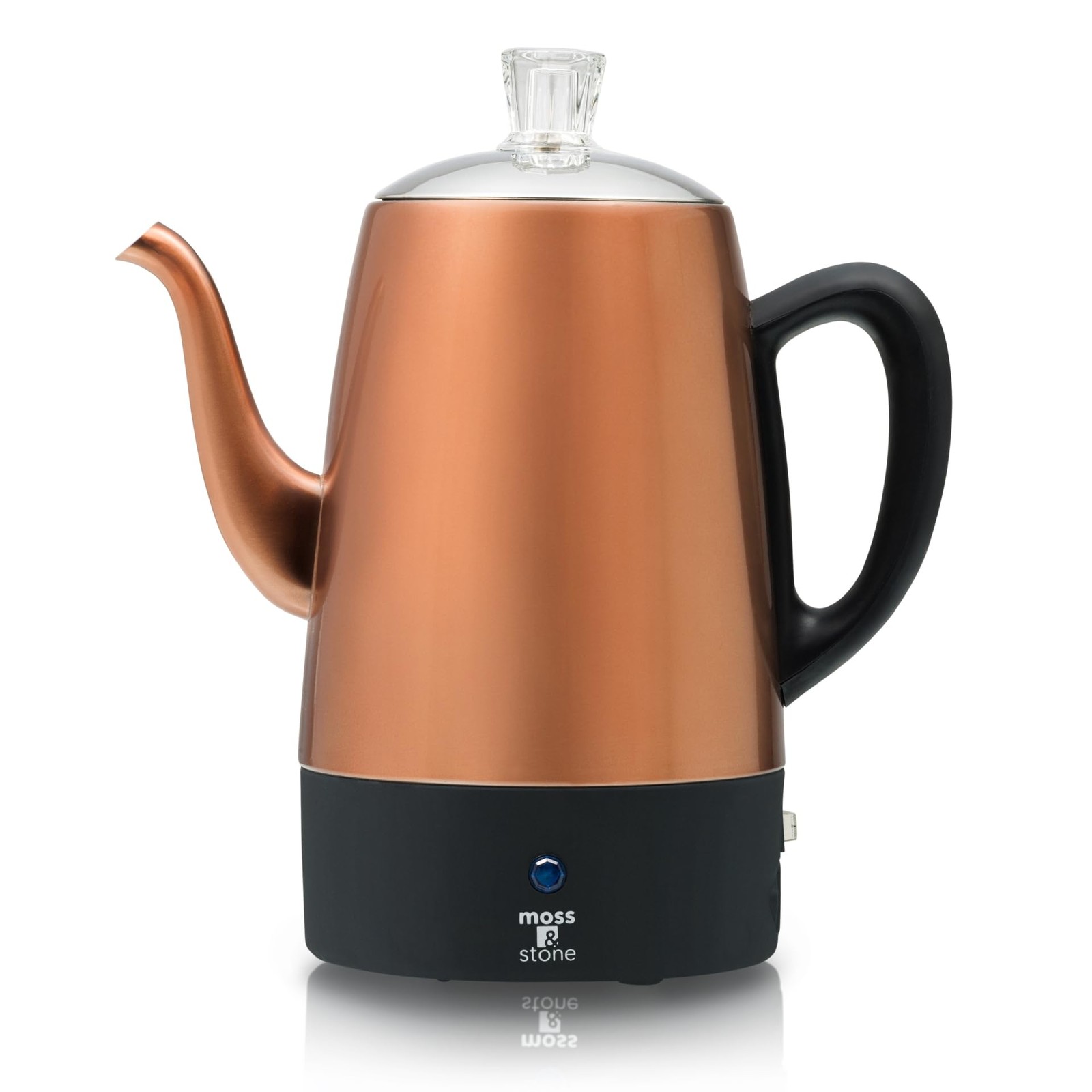 Moss & Stone 10 Cup Copper Percolator Coffee Pot Electric, Stainless Steel Co...