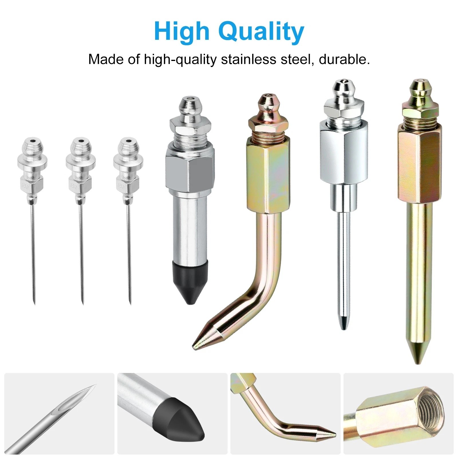 7Pcs Needle Tips Elbow Adapter Dispenser Rubber Nozzle Grease Gun Accessory Kit